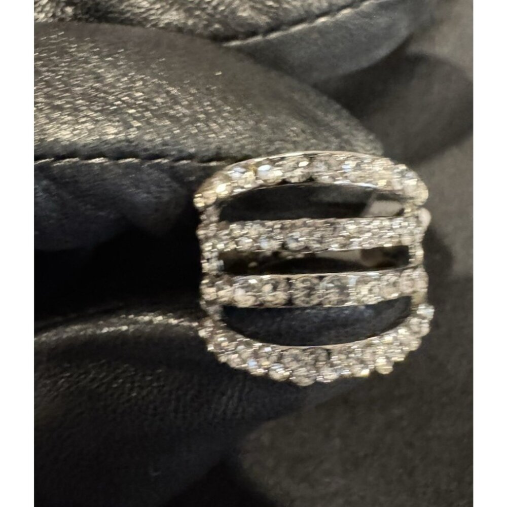 NEW Fashion Moissanite Stacked Eternity Silvertone Ring Women 17 US 7